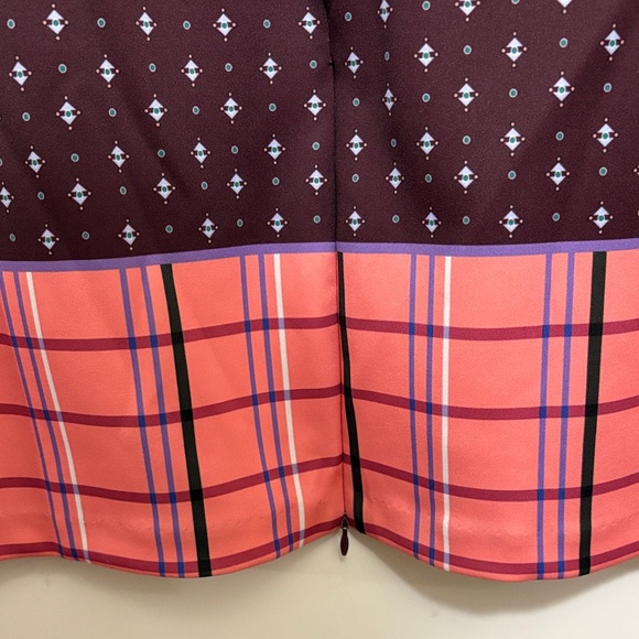 Eloquii Patchwork Print Pencil Bodycon Skirt Size 22 Pink Burgundy Plus Size - Picture 7 of 13